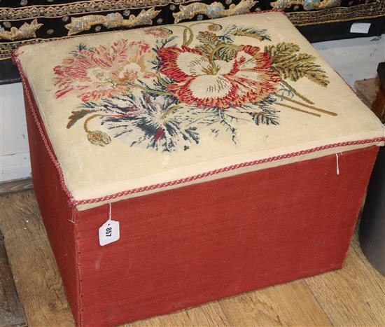 A needlepoint-topped box ottoman W.60cm